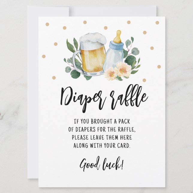 Invitation Déchet Raffle signe Jeu Baby Is Brewing Greenery (Devant)