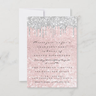 Invitation Déchets d'argent Mariage rose douce 16e