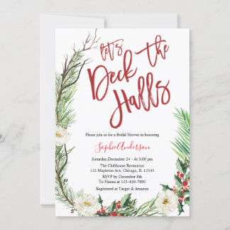 Invitation Deck the Halls Fête des mariées de Noël