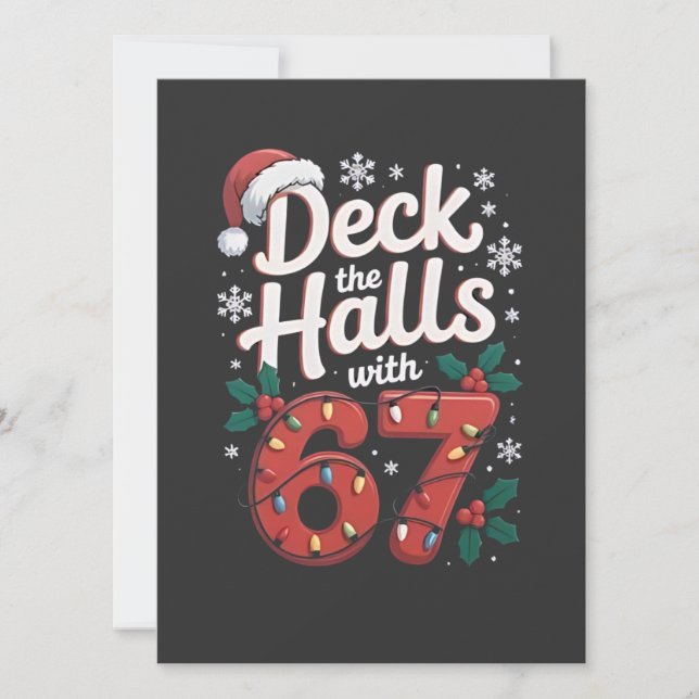 Invitation Deck the Halls With 6 7 Funny Christmas Six Seven  (Devant)