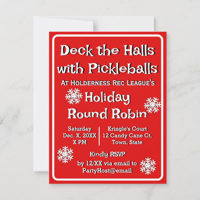 Invitation Deck the Halls with Pickleballs Christmas Party (Dos)