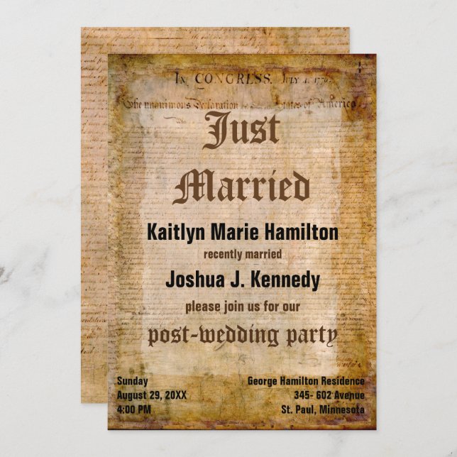 Invitation Déclaration d'indépendance des États-Unis Parchemi (Devant / Derrière)