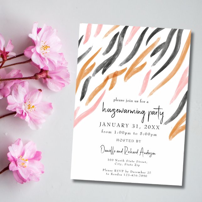 Invitation Déco Aquarelle Moderne Fête Réchauffante (Créateur téléchargé)