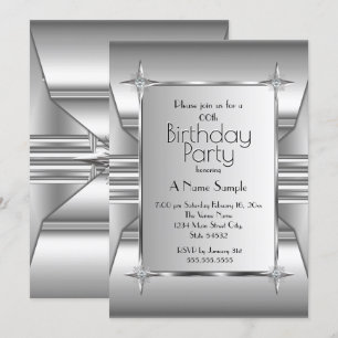 Invitation Déco Argent Chrome Métal image Anniversaire Fête