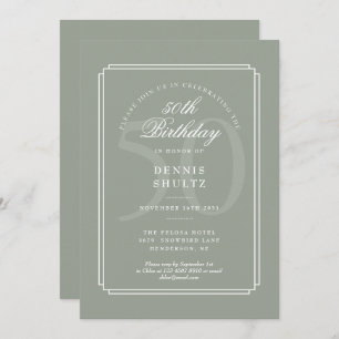Invitation Déco classique  Sage and White 50th Birthday