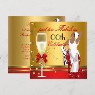 Invitation Déco Lady Rouge or Trop fabuleux fête d'anniversai