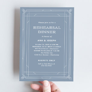 Invitation Déco moderne Dîner de répétition bleu Dusty élég