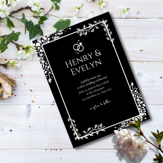 Invitation Déco moderne | Élégant Mariage noir et blanc Onyx