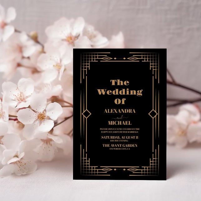 Invitation Déco moderne élégant Mariage noir Onyx (Créateur téléchargé)