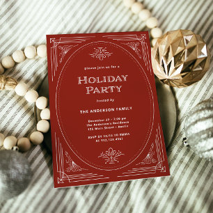 Invitation Déco moderne Élégante Fête des Fêtes Rouges