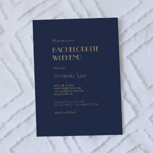 Invitation Déco type or   Dark Navy Bachelorette Week-end