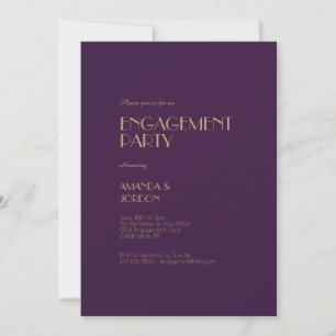 Invitation Déco type or Partie d'engagement violet foncé