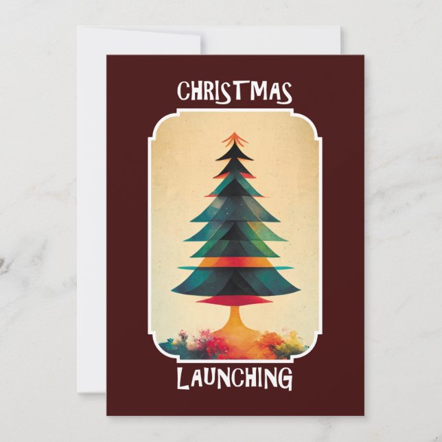 Invitation Décollage de l'arbre de Noël | Design artistique d (Devant)