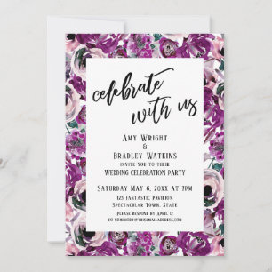Invitation Décontracté Célébrez avec nous Pink Watercolor Flo