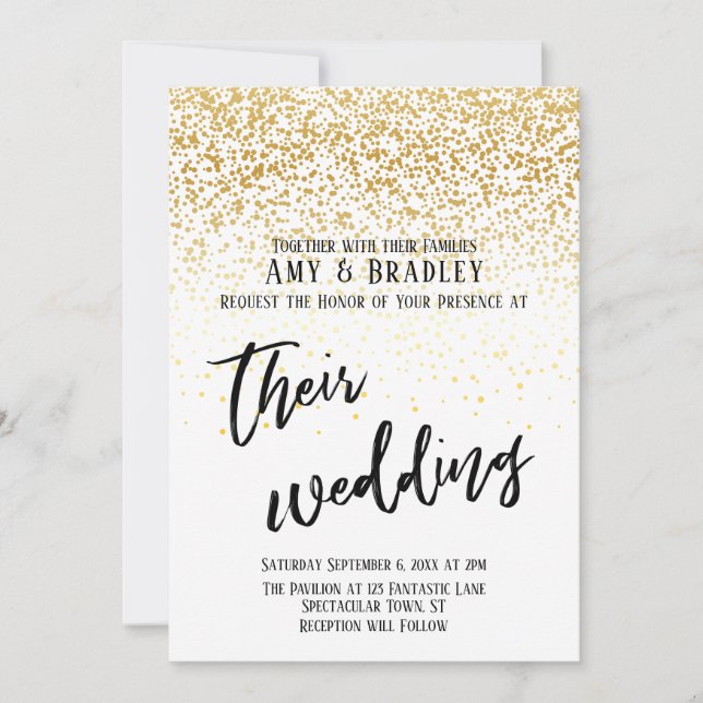 Invitation Décontracté écriture manuscrite Confetti Mariage d (Devant)