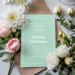 Invitation Décontracté Elegant Mariage photo vert