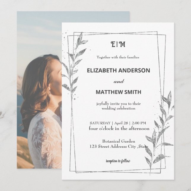Invitation décontracté lunette lunette photo mariage romantiq (Devant / Derrière)