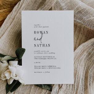 Invitation Décontracté moderne chic noir et blanc Mariage