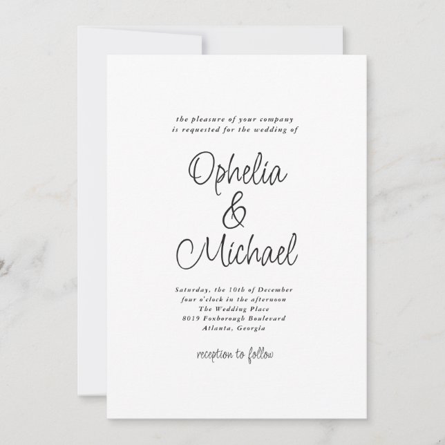 Invitation Décontracté moderne et simple Mariage (Devant)