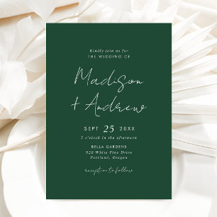 Invitation Décontracté moderne Script Mariage vert