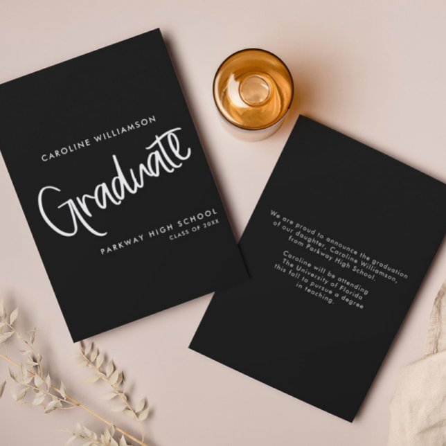 Invitation Décontracté Script tendance Black Graduation Faire (Créateur téléchargé)
