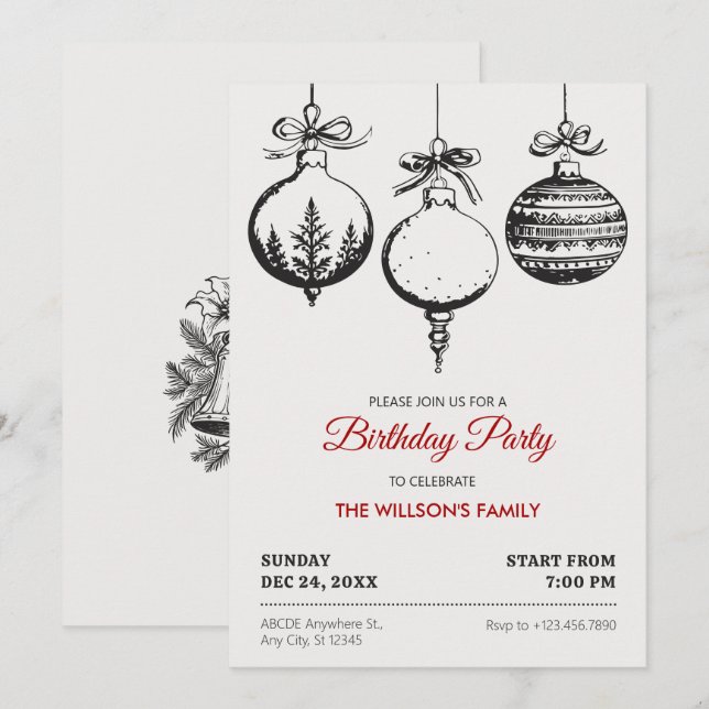 Invitation Décor de bal de Noël (Devant / Derrière)