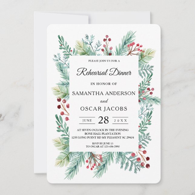 Invitation Décor de la feuille d'hiver moderne (Devant)
