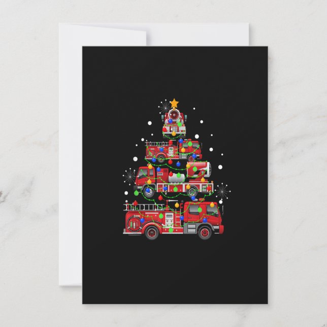 Invitation Décor de Noël amusant Camion de pompier Noël (Devant)
