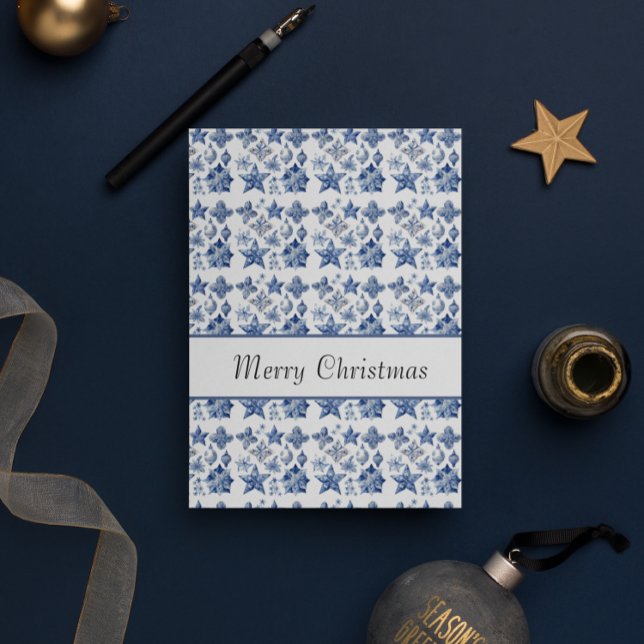 Invitation Décor de Noël dans Delft Blue personnalisable (Créateur téléchargé)