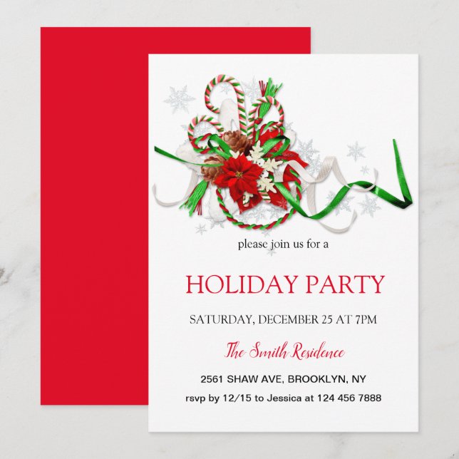 Invitation Décor du Nouvel An pop loli pop, étoile de Noël (Devant / Derrière)