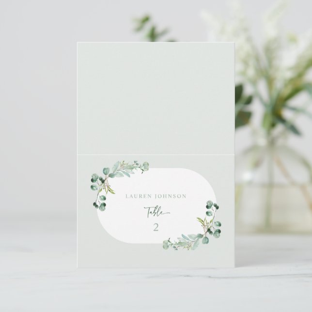 Invitation Décor Fête des mariées HARLYN Place Card Eucalyptu (Debout devant)
