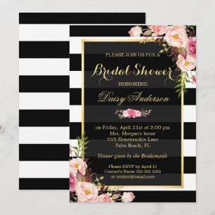 Invitation Décor floral vintage pour Fête des mariées Mariage
