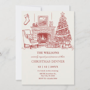 Invitation Décor intérieur de Noël minimaliste vintage