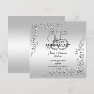 Invitation Décoration Argent 25e Anniversaire de Mariage