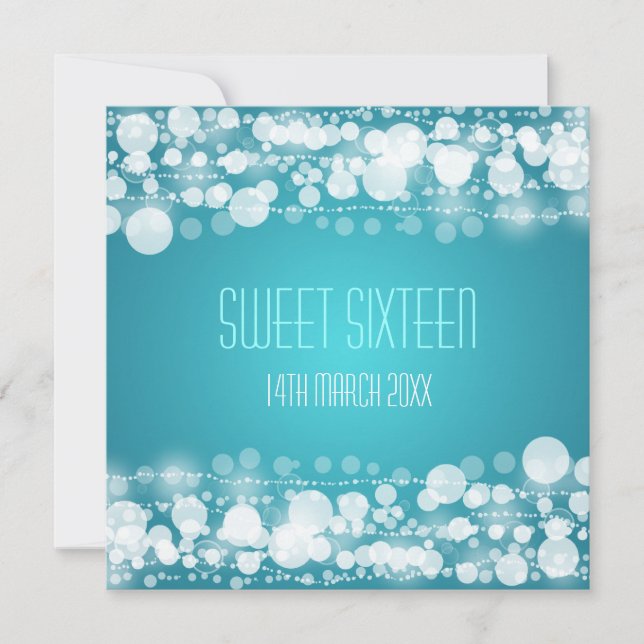 Invitation Décoration Bleue Sweet sixteen (Devant)