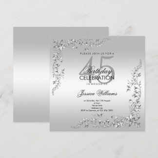 Invitation Décoration d'argent 45ème anniversaire