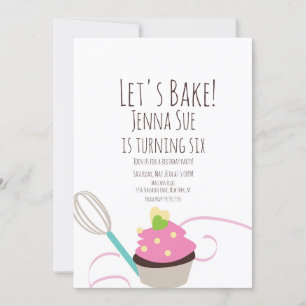 Invitation Décoration de Cupcake de Fête d'Anniversaire Rose