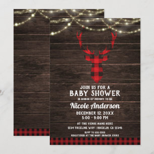 Invitation Décoration de douche de bébé en bois de cerf à car