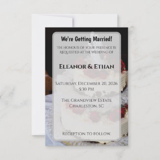 Invitation Décoration de gâteau de mariage Rose Rouge Classiq