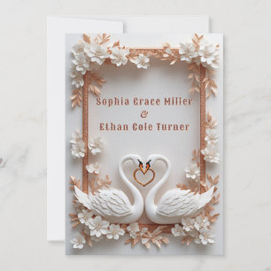 Invitation 💍 Décoration de mariage Cœur de Cygne avec cadre