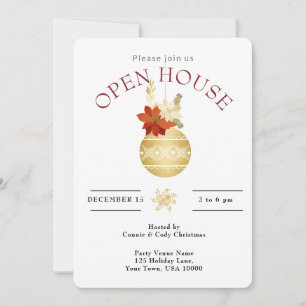 Invitation Décoration de Noël en or pour maison ouverte penda