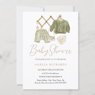 Invitation Décoration de nurserie boho Sweet Green pour Baby 