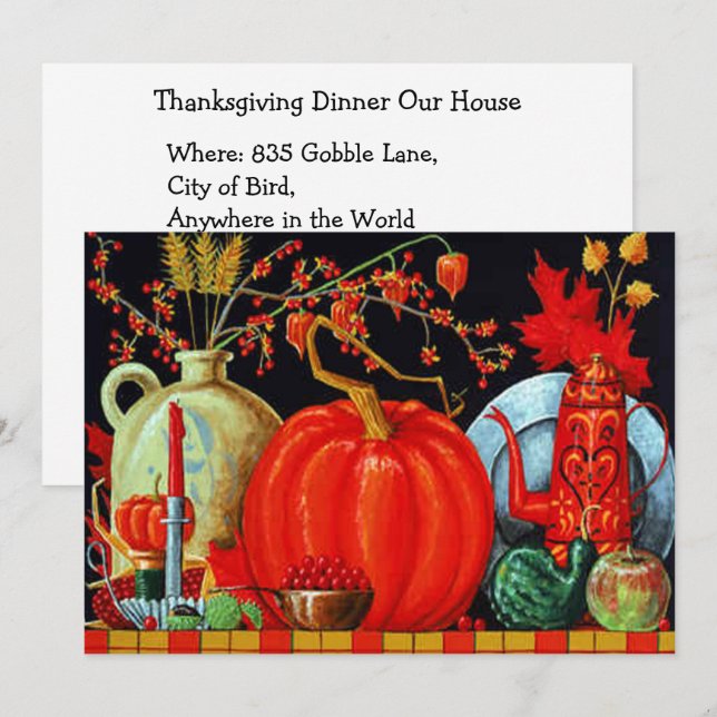 Invitation Décoration de peinture antique festive d'automne c (Devant / Derrière)