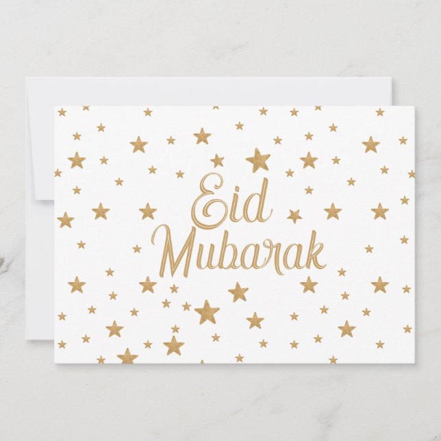 Invitation Décoration Eid Moubarak étoile dorée pailletée sci (Devant)
