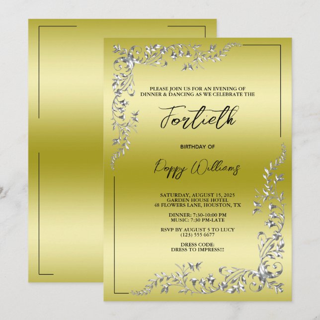 Invitation Décoration élégante et élégante (Devant / Derrière)