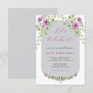 Invitation Décoration Florale Aquarelle Fête Anniversaire