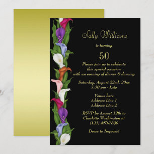 Invitation Décoration Gold & Black Lilly 50e Anniversaire