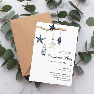 Invitation Décoration nordique bleue pour une fête de Noël d'