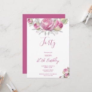 Invitation Décoration Rose romantique Fête d'anniversaire