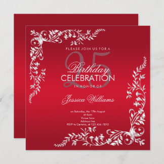 Invitation Décoration rouge rubis 25e anniversaire